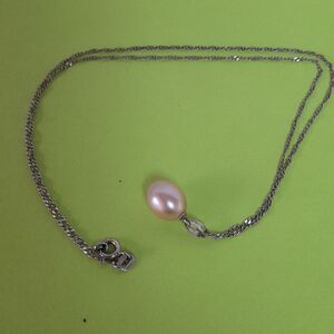 16" Sterling and Pearl Drop Necklace.  EUC